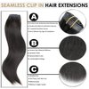 Light Yaki Straight Human Hair Extensions PU Clip in Hair Extensions Natural Black 14 Inch 120g Kinky Straight Natural Remy Seamless Clip ins Human Hair Extensions