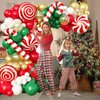 139PCS Christmas Balloon Garland Kit, Red Dark Green White and Metallic Gold Xmas Balloon Arch Set with Candy Cane Gift Box Foil Balloons for New Year Decor Holiday Birthday Party Decorations Supplies