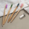 Bamboo Toothbrush 4-Pack & Compostable Silk Dental Floss with Refillable Glass Holder | Biodegradable Oral Care Set | Soft BPA-Free Bristles | Natural Eco-Friendly Gifts for Men & Women | Moso Handle