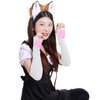 Nydotd Cat Paw Pad Mittens Gloves Kawaii Pink 3D Claw Fingerless Cute Cat Cosplay Gloves Sleeve for Girls Halloween Party (White, Long)