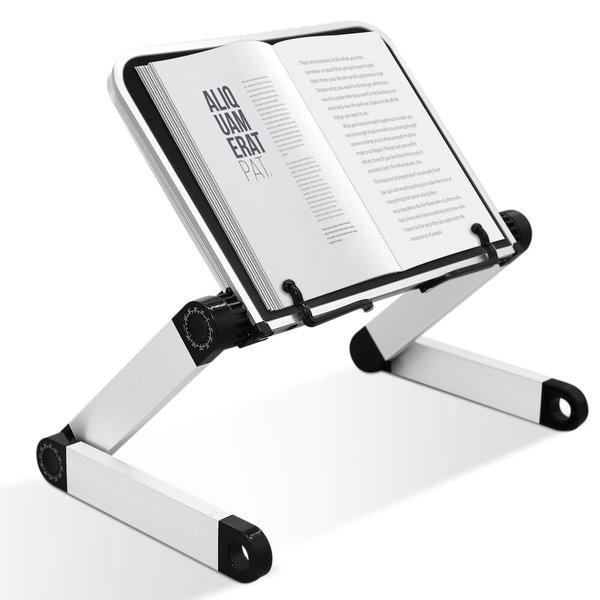 Book Stand Laptop Stand Adjustable Book Holder Tray with Page Paper Clips Ergonomic Multi Heights Angles Adjustable Cooking Bookstands for Textbook Recipe Magazine Laptop Tablet Portable