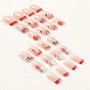 Fall Press on Nails Medium Square MABKJLF French Tip Fake Nails Wine Red Full Cover Flower Nail Tip False Nails with Designs Glossy Glue on Nails Manicure Artificial Nails for Women Girls 24Pcs