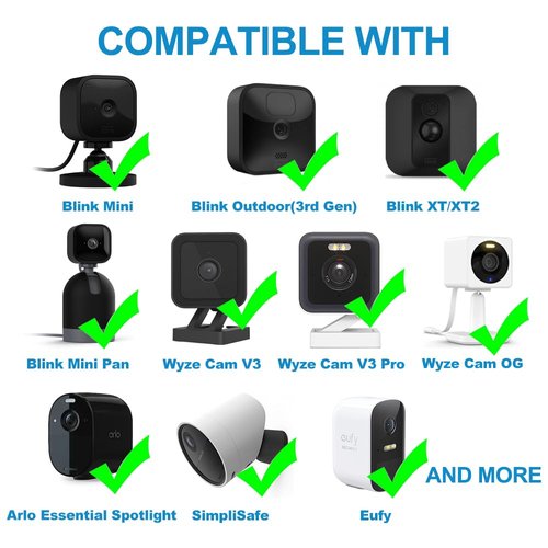 JJMASEE 2Pack 10FT Power Extension Cable for Wyze Cam V3/OG/V3 Pro, Blink,Blink Mini Pan,KasaCam,Arlo Essential,Eufy,SimpliSafe (Not for Wyze Pan v3),Micro USB Charging Cord for Security Camera(Black)