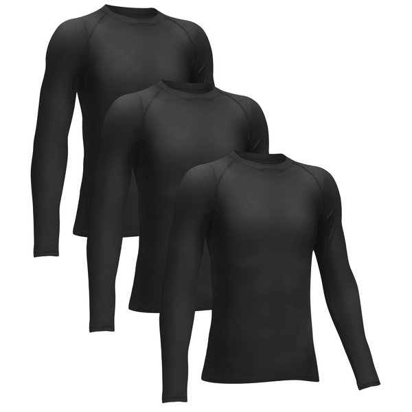 Rolimaka 3 Pack Boys' Girls' Compression Shirts Youth Long Sleeve Undershirt Sports Moisture Wicking Baselayer 3Black XL