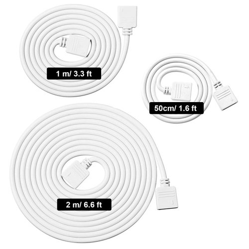 6 Pieces 4 Pin RGB Extension Cable LED Strip Connector Cord Wire Solderless Strip Jumper Cables Kit with 12 Pieces Pin Connector for 5050 3528 RGB LED Strip Light (White,1.6 FT, 3.3 FT, 6.6 FT)