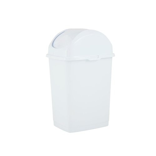 Superio Small 2.5 Gallon Plastic Trash Can with Swing Top Lid, Compact Slim Waste Bin for Under Desk, Office, Bedroom, Bathroom, Dorm Room, 10 Qt. Portable Garbage Can (White)