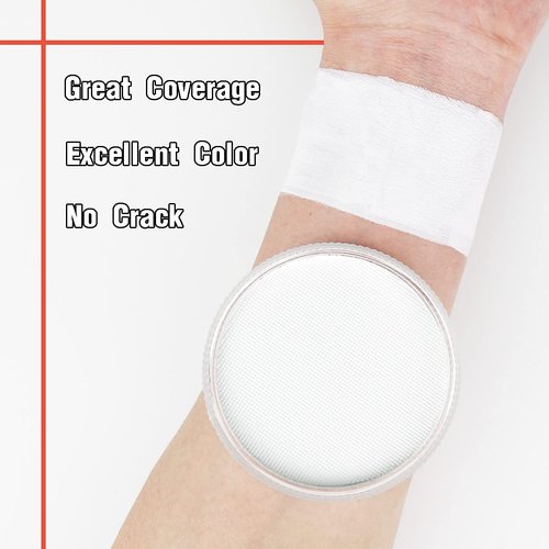 Bowitzki 30g Professional Face Paint Body Paint Water Based Face painting Makeup Safe for Kids and Adults Split Cake Single Color (White+Orange)