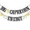Big Capricorn Energy Banner, Capricorn Birthday Decorations, Capricorn Season Decor, Zodiac Sign November December Birthday Banner, Constellation Birthday Decor, Astrology Party Supplies, Black Glitter