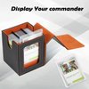 YLjindoia MTG Deck Box for Commander Display, PU Leather MTG Card Storage Box Holds 100 Double-Sleeved Cards, TCG Card Deck Box with 2 Dividers, 1 Drawstring Bag and 1 Toploader(Black&Brown)