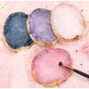 1pc Blue Golden Edge Resin Nail Art Palettes Nail Mixing Palette Polish Color Mixing Plate Nail Holder Display Cosmetic Mixing Tools Makeup Palette Tray Accessories (blue)