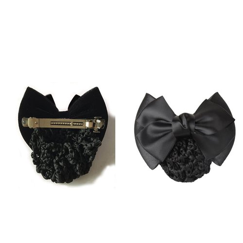 1Pcs Bowknot Snood Net Barrette Hair Clip Bun Cover Hairnet Bowknot Decor Barrette French Hair Clip for Woman Girls Black
