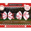 Whaline 4Pcs Baseball Glitter Hair Bow Clips Red and White Baseball Prints Cheer Hair Barrettes Grosgrain Ribbon Sports Theme Alligator Clips for Girls Teens Toddlers