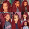 Curly Burgundy Lace Front Wigs Human Hair 13x4 99J Red Curly Lace Front Wig Human Hair 180% Density HD Transparent Frontal Wig Colored Pre Plucked with Baby Hair Glueless Wigs (20 Inch, #99J Curly)