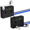 Joinfworld Micro Limit Switch with Lever 6A 12V DC Waterproof Sealed Roller Lever Microswitch SPDT 3 PIN 5A 250VAC with Pre-Wired - 2PC