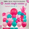 FROUFING Hot Pink Teal Balloon Garland Kit 152 Pcs Pastel Pink DIY Long Balloons for girls Birthday Party Music Dance Cartoon Animation Theme Decoration Supplies