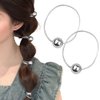 Punk Single Ball Hair Ties for Women Hair Accessories Decorations Gothic Elastic Rubber Bands for Hair Scrunchies for Girls Sliver Ponytail Holders for Women Hair Bands Rope 2 PCS