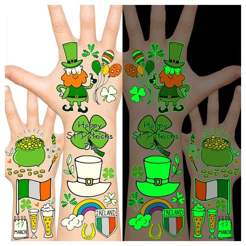 Leesgel St Patricks Day Tattoos, St Patricks Day Accessories, St Patricks Day Stickers Decorations St Patricks Day Party Favors (120pcs)