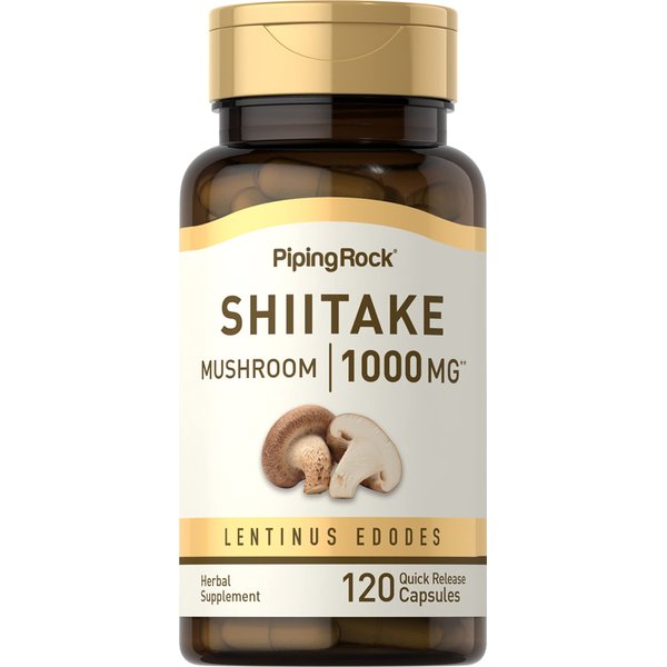 Piping Rock Shiitake Mushroom Extract | 1000 mg | 120 Capsules | Lentinus Edodes | Herbal Supplement | Non-GMO, Gluten Free