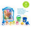 Nickelodeon Pink Fong Baby Shark Bath Toys Set for Children's Tub Time - Cups, Finger Puppets, and Bath Squirters, Blue/Green, 10 Pieces