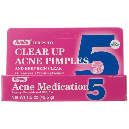Rugby Benzoyl Peroxide 5% Generic for Oxy Balance Acne Treatment Medication Gel 1.5 oz 6 Pack