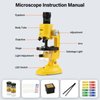 Science Kits for Kids Beginner Microscope with LED 100X 400X and 1200X-Include Sample Prepared Slides 12pc- Educational Toy Birthday Valentine's Day Gift Yellow