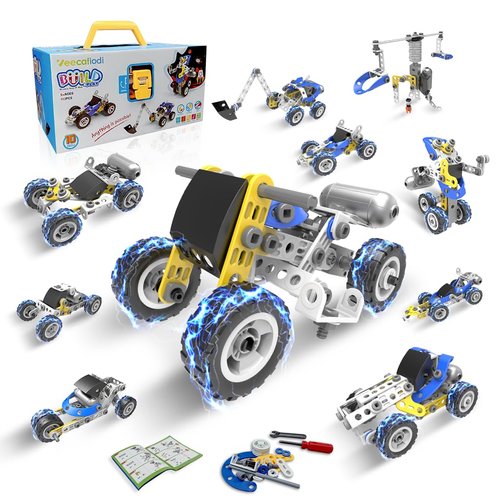 STEM Toys for 5 6 7 8+ Year Old Boy, 10 in 1 Electric Building Toys for Kids Ages 4-8 5-7 6-8, Educational Racing Construction Science Kit for Boys 4-6 4-7, Creative Games Fun Birthday