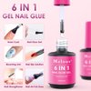 Melous 6 in 1 Gel Nail Glue, Nail Tips Gule for Soft Gel Tips Press on Nails Strong Glue Gel for Nail Extension