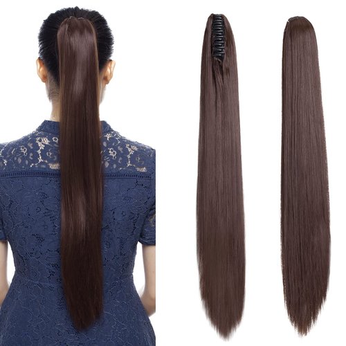 S-noilite Clip In Ponytail Hair Extensions Claw Clip In Ponytail Extention Hairpiece Long Straigh...