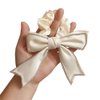 Silk Scrunchies with Bow, Silk Scrunchies with Crystal Bow, Cream Scrunchies with Bow, Crystal Bow Scrunchies for Hair Crystal Bowknot Hair Scrunchies for Women Ponytail Holder Hair Ropes with Bow