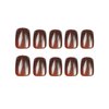 Short Press on Nails, Square Cat Eye Acrylic Nails Press ons Artificial Fake Nails Brown Full Cover False Nails with Designs Glossy Stick on Nails for Women 24 Pcs
