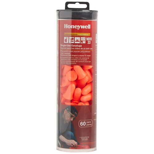Honeywell Safety Products Pre-Shaped Foam Earplugs, 60 Pair Tube (RWS-53008)
