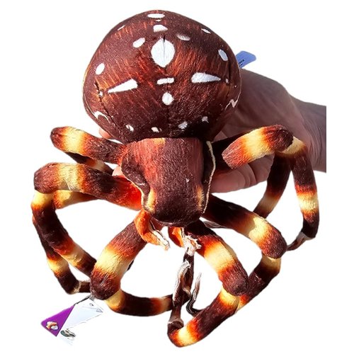 Zugar Land 8" Spider Plush Toy (Blue, Brown Orb-Weaver or Brown Tarantulas) Soft Cozy Plush Pillow Cuddling Decor Not Scary at All. (Brown Orb-Weaver)