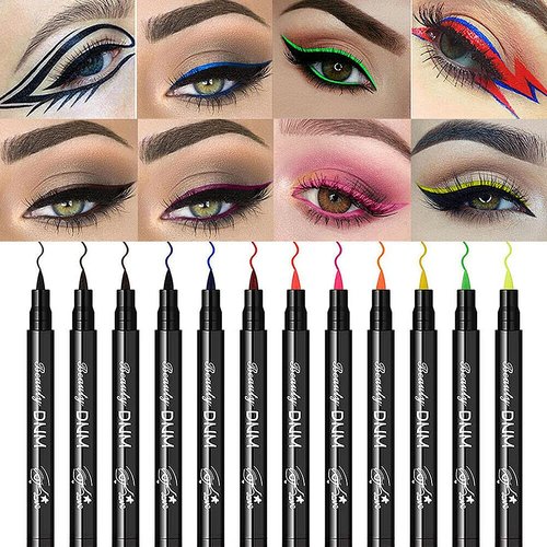 Magik 12 Colors Liquid Eyeliner Pen Set Matte Waterproof Smudge-Proof Smooth Vivid