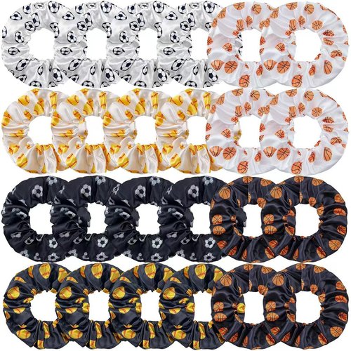 6 Pcs Soccer Hair Scrunchies Soccer Hair Ties Elastic Soccer Hair Bands Ponytail Holders Sport Ha...