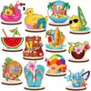 Geetery 12 Pcs Wooden Summer Themed Party Table Decorations Beach Table Sign Standing Centerpieces Beach Pool Party Decorations Summer Baby Shower Decorations for Luau Hawaii Beach Pool Party