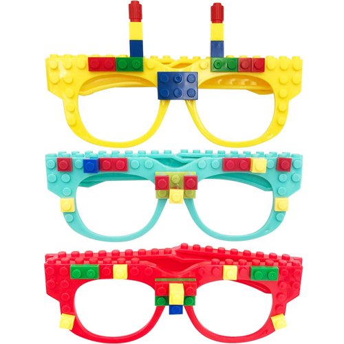 Hooqict 9 Pcs DIY Building Bricks Glasses Building Blocks Games for Kids Birthday Party Favor Block Theme Party Supplies Carnival Easter Games
