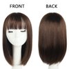 HSPJHTM Bob Wig, Brown Short Wigs Flame Retardant 14" Straight Silky Fluffy Womens Hair Wigs Synthetic Black Wig With Bangs Girl Cosplay Colorful Blonde Women Daily Much Colors (Free Wig Cap)