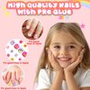 144 Pieces 6 Pack Kids Press on Nails Artificial Fake Nails for Kids Girls Pre Glue Full Cover Short Acrylic False Nail Tips Art Kits Gifts for Kids Girls Nail Art Decoration(Lovely Pattern)