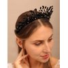 YERTTER Vintage Wedding Pearl Beads Crystal Tiara Hair Crown Handmade Bride Hair Band Bridal Greek Goddess Pearl Head Pieces for Wedding Prom Birthday Party (Black)