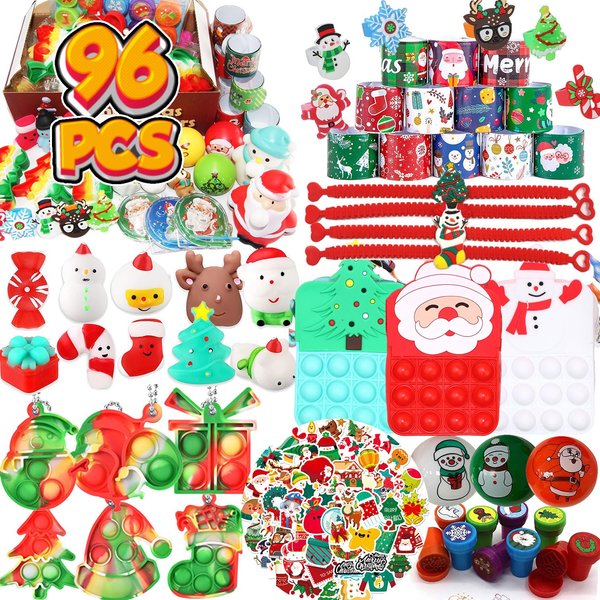 MSOOIIO 96PC Premium Christmas Party Favors for Kids 3-10 ages,Assortment Toys Stocking Stuffers Bulk,Goodie Bag Stuffers,Classroom Gifts,Christmas Prizes,Prize Box Filler,Carnival Prizes