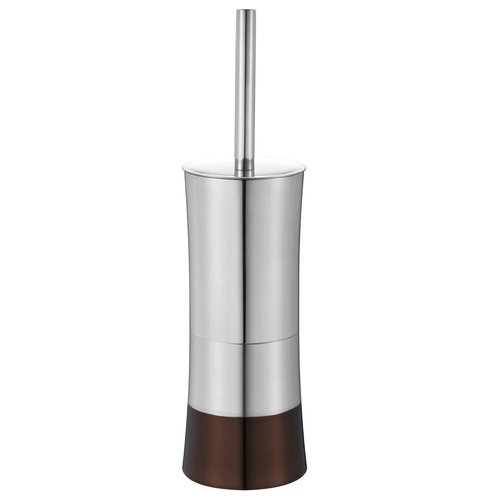 Toilet Brush with Decorative Stainless Steel Metal Container (Amber Brown)