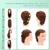 Demides 22-24’’ Mannequin Head with Human Hair, Cosmetology Mannequin Head 100% Real Human Hair, Manikin Head with Stand for Hairdressers Practice Braiding Styling Cutting Dying Styles