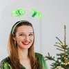 Foyte 2 Pieces Pom Pom Headband Tinsel Wrapped Ponytails Hair Hoop Head Bopper Pom Party Headpiece for Cosplay Costumes (pink green)