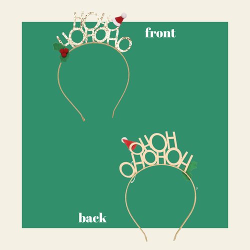 Needzo Ho Ho Ho Christmas Headband, Holiday Hair Band Accessory For Women, One Size Fits Most, 7.5 Inches