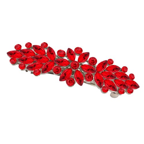 Red Austrian Hair Barrettes, Sparkly Zircon Crystal Hair Clips French Dedign Bridal Fashion Bling Rhinestons Hairpins, Wedding Hairgrip Hair Headwear Accessories for Women Girls Bride Bridesm