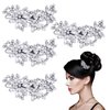 QEEYON 4Pcs Crystal Flower Bridal Hair Clips Rhinestone Hair Clips Silver Bridal Hair Pieces Crystal Headpiece Bridesmaids Bride Wedding Hair Accessories for Women Girls