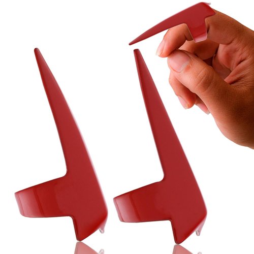 My Hair Tools 2pc Hair Parting & Sectioning Rings set - Stainless Steel Finger Braiding Hair Pick Tools Durable Dreadlocks Wig Quick Installation of Remy Human Hair Extensions Hair Styling Tools (Red)
