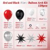Red White and Black Balloon Garland Arch Kit, Red and Black Party Decorations with white Silver Balloons Confetti Latex Balloons for Graduation Decorations Prom Anniversary Birthday Party Decorations