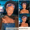 Quantum Love Short Human Hair Wigs Afro Curly Human Hair Headband Wig for Black Women Afro Puff Natural Black Headband Glueless Human Hair Wigs