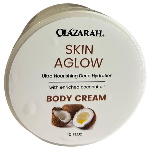 OLAZARAH Coconut Body Cream w/Ultra Nourishing Deep Hydration for Lasting Moisture, Smoothness, Silky Soft Skin: Infused with Organic Coconut oil, 10 Fl. oz.